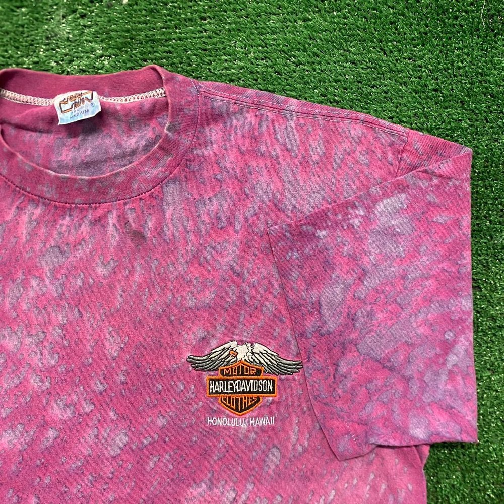 Vintage 80s Harley Davidson Logo Tie Dye Single Stitch Tee - Picture 2 of 6
